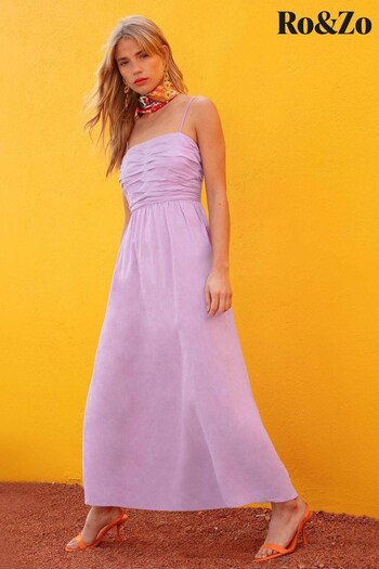 Ro&Zo Purple Strappy Linen Midi Dress (620747) | £119