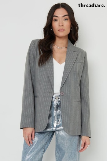 Threadbare Grey Classic Pinstripe Lined Blazer (620933) | £48