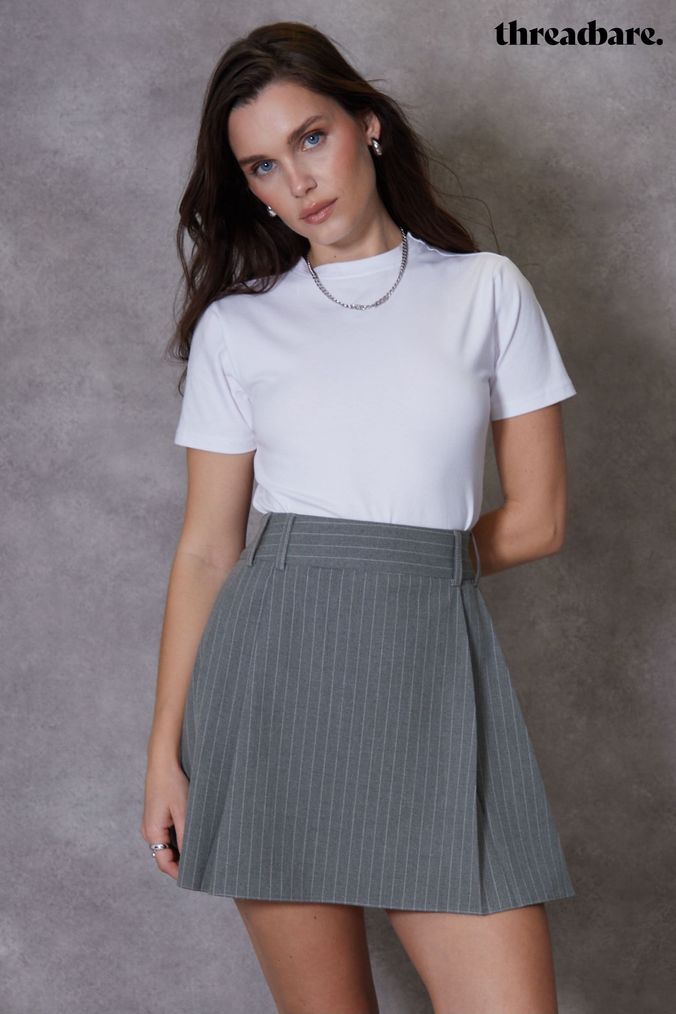Grey pleated shop skirt next
