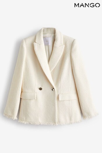 Mango Cream Buttons Tweed Blazer (621118) | £90