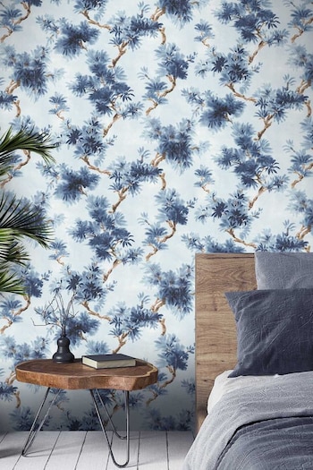 Woodchip & Magnolia Blue Aralia Wallpaper (621269) | £110