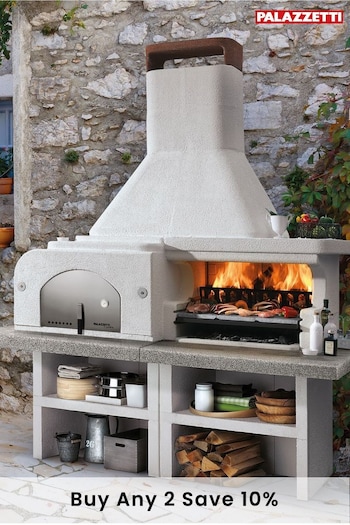 Palazzetti Grey/White Garden Gargano 3 Masonry Barbecue with Wood Fired Oven Worktop (621388) | £4,504
