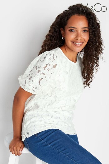 M&Co Cream Lace Puff Sleeve Top (621614) | £25