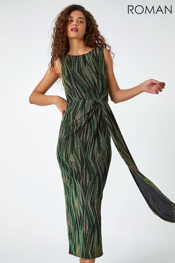 Roman Green Floral Stretch Scuba Midi Dress (621702) | £60