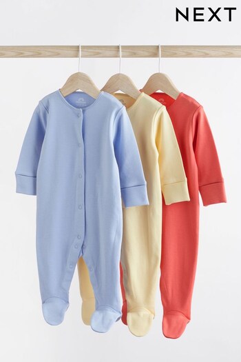 Bright 3 Pack Cotton Baby Sleepsuits (0-2yrs) (621791) | £12 - £14