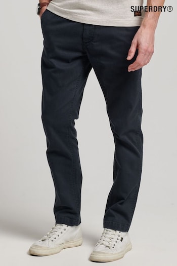 Superdry Blue Slim Officers Chinos Trousers Blu (622326) | £55