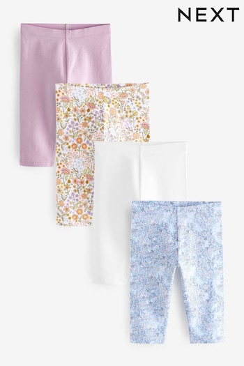 Pink/Blue/Pretty Ditsy Floral Print Cropped Leggings Yellow 4 Pack (3-16yrs) (622760) | £14 - £20