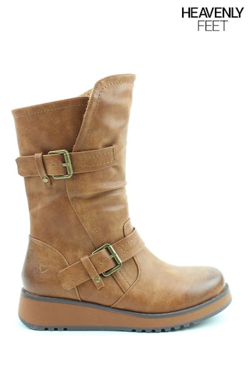 Heavenly Feet Ladies Vegan Friendly Brown Mid Boots (622904) | £60