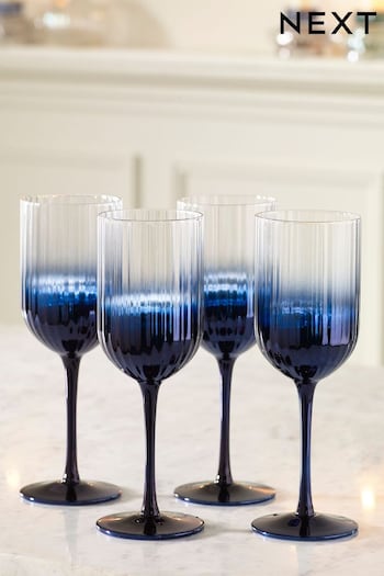 Set of 4 Navy Celeste Wine Glasses (623040) | £32