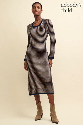 Nobodys Child Multi Textured Stripe Flare Sleeve Midi Dress Stripe (623270) | £85