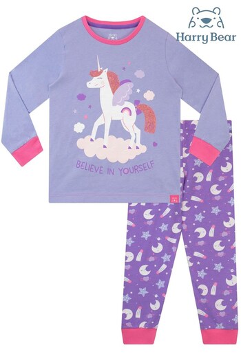 Harry Bear Pink Believe In Yourself Unicorn Slogan Pyjamas (623365) | £15