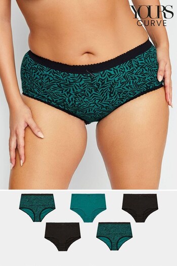 Yours Curve Green Full Briefs 5 Pack (623416) | £17