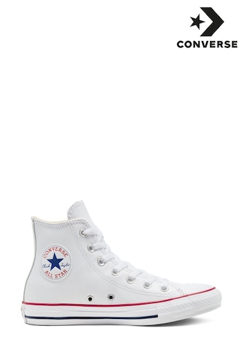 Converse White Leather High Trainers (623657) | £70