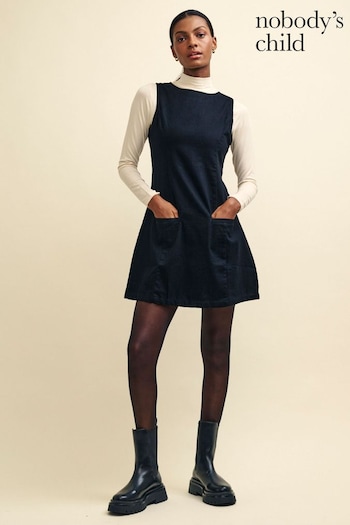 Nobodys Child Boston Denim Mini Plain Black Dress (623758) | £59