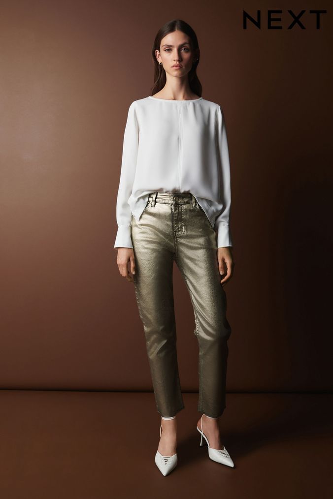 Mid rise cheap coated jeans