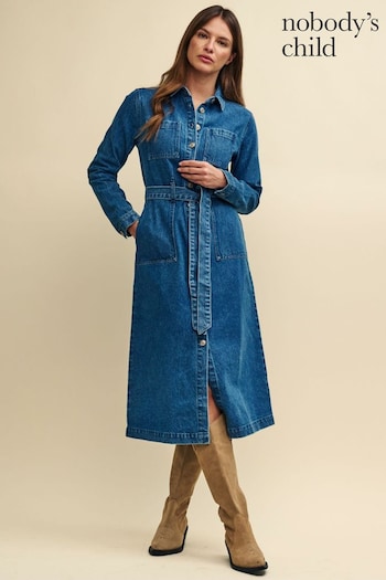 Nobodys Child Blue Finchley Plain Shirt Dress (623858) | £85