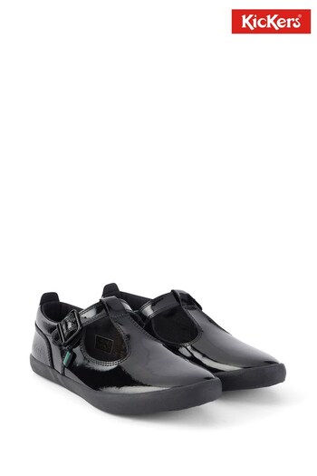 Kickers Adult Womens Kariko T-Bar Patent Leather Black Shoes (623902) | £44