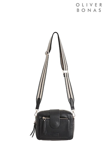Oliver Bonas Black Charlee Striped Crossbody Bag (623956) | £52