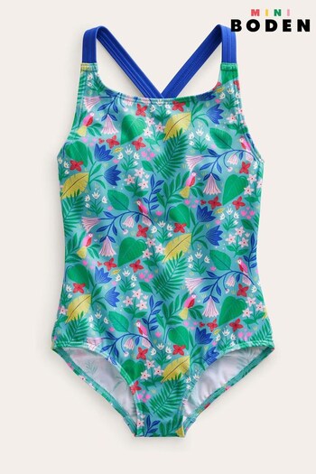 Boden Blue Crossback Printed Swimsuit (623957) | £17 - £19