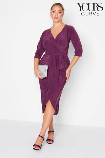 Yours Curve Purple London Ruffle Front Body Con Dress (624048) | £41