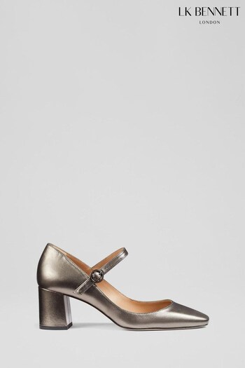 LK Bennett Grey Winter Metallic Leather Mary Janes Shoes (624077) | £299