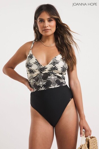 Joanna Hope Palm Print Twist Front Black Swimsuit (624085) | £46