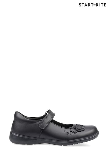 Start Rite Wish Rip-Tape Black Leather Pretty School Shoes F & G Fit (624139) | £46