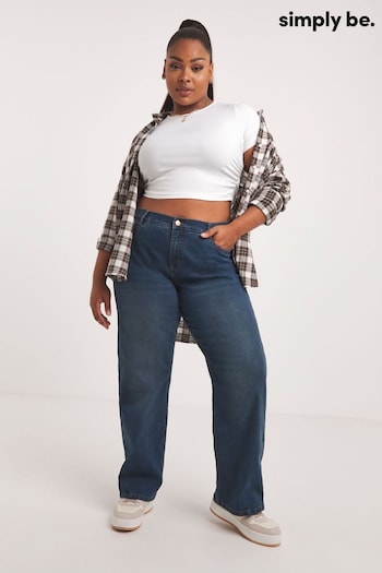 Simply Be Blue Mid Vintage Wash 24/7 Dad Jeans (624336) | £26