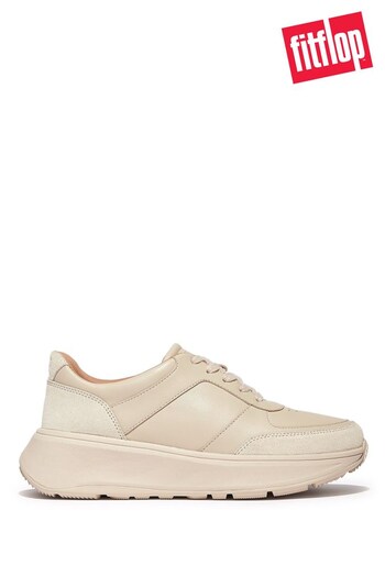 FitFlop Natural F-Mode Leather/Suede Flatform Trainers (624355) | £120