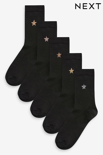 Animal Star Embroidered Motif Ankle Socks 5 Pack (624498) | £12