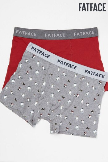 FatFace Grey Skiing Penguin Boxers 2 Pack (624514) | £22