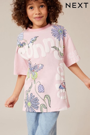 Pink Oversized Embellished Graphic T-Shirt (3-16yrs) (624736) | £11 - £16