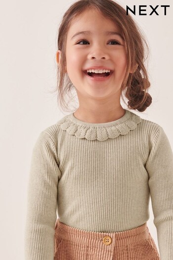 Ecru Cream Marl Frill Neck Jumper (3mths-7yrs) (625056) | £11 - £13