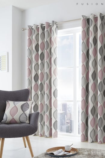 Fusion Pink Lennox Ogee Eyelet Curtains (625231) | £35 - £65