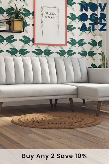 Novogratz Grey Brittany Linen Sectional Sofa Bed (625339) | £700
