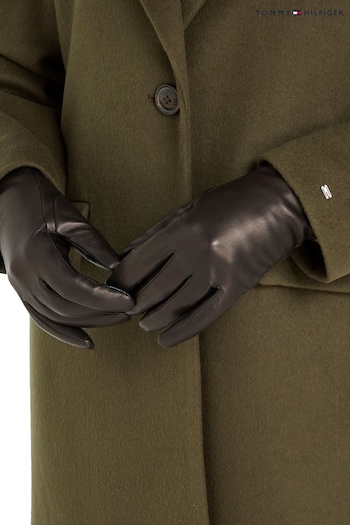Tommy Stud Hilfiger Essential Leather Black Gloves (625371) | £75