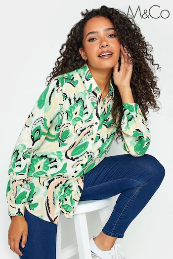 M&Co Green Long Sleeve Printed Shirt (625711) | £25