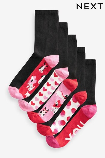 Valentine Dogs Black Footbed Ankle Socks 5 Pack (625800) | £12