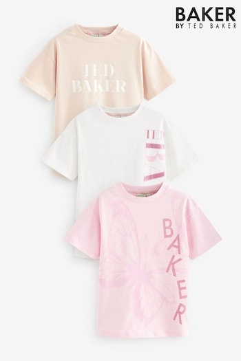 Baker by Ted Baker Multi Graphic Relaxed Fit T-Shirts striped 3 Pack (626236) | £32 - £39