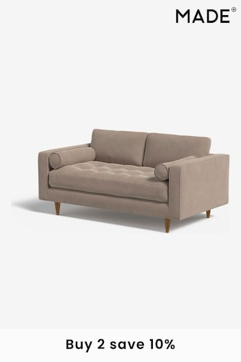MADE.COM Matt Velvet Taupe Grey Scott 2 Seater Sofa (626269) | £999