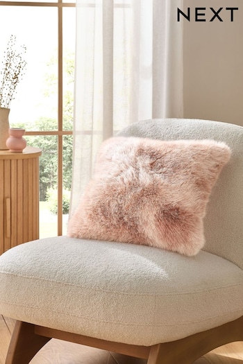 Blush Pink 43 x 43cm Loulou Faux Fur Cushion (626373) | £16