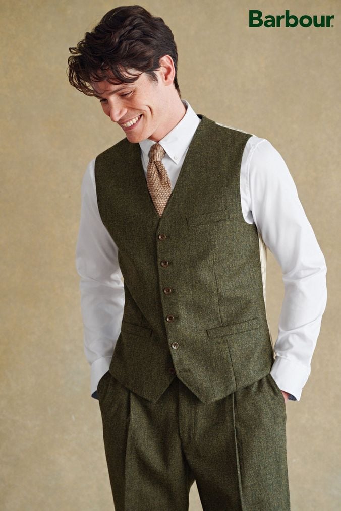 Mens Green Waistcoats Green Tweed Waistcoats Next