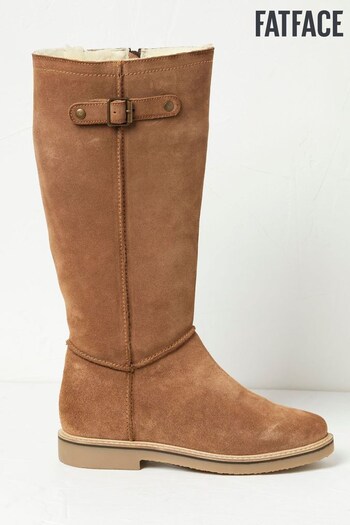 FatFace Brown Calista Knee High Shearling Boots (626702) | £89