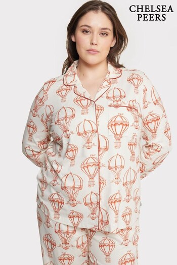 Chelsea Peers Cream Curve Organic Cotton Air Balloon Print Pyjama Set (626829) | £55
