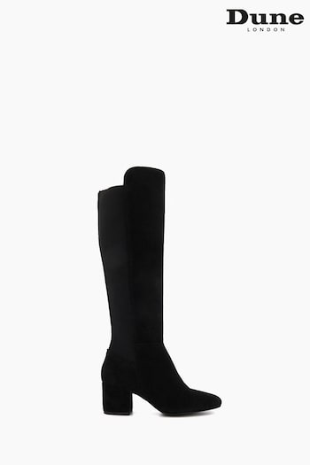 Dune London Theme Low Block Knee Black Boots (626922) | £180