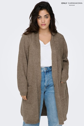 ONLY Curve Brown Pocket Detail Longline Soft Touch Cardigan (626952) | £38