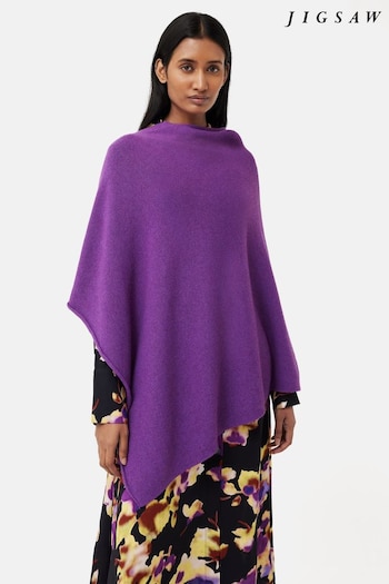 Jigsaw Purple Wool Blend Poncho with Cashmere (626983) | £110