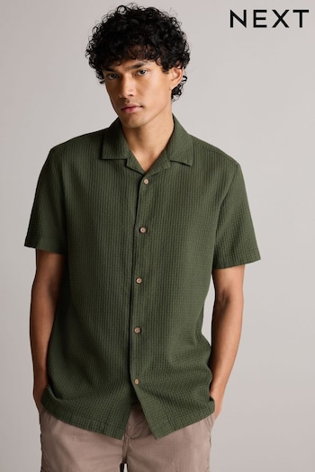 Green Textured Waffle Short Sleeve Shirt (627426) | £30