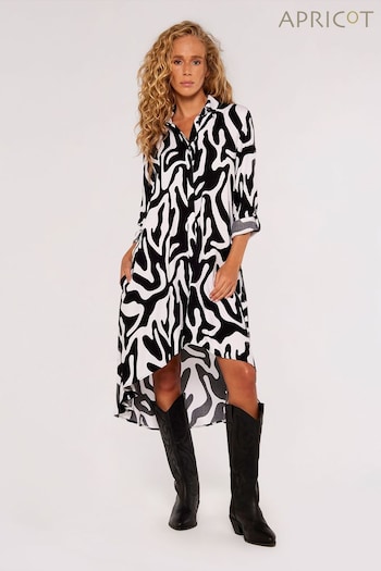 Apricot White & Black Swirl Print High Low Dress (627464) | £30