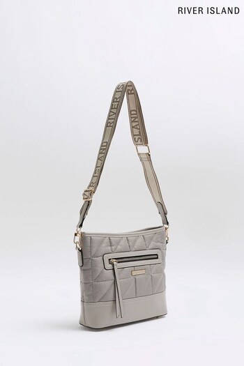 River Island Grey Soft Bucket X Body Bag (627501) | £35
